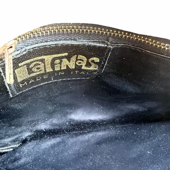 Vintage Latinas Suede Leather Clutch Wristlet Tan Made in Italy - Picture 9 of 10